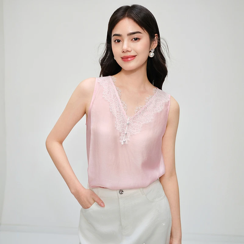 DOUBLOVE【小凉风天丝背心】松弛感多彩内搭V领贝爱2025夏季新款