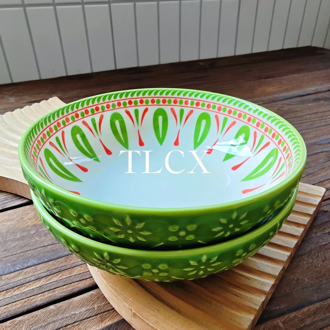 【TLCX 外贸原单】绿橙留白 5.75英寸钵碗饭盘汤碗点心碗 两只装