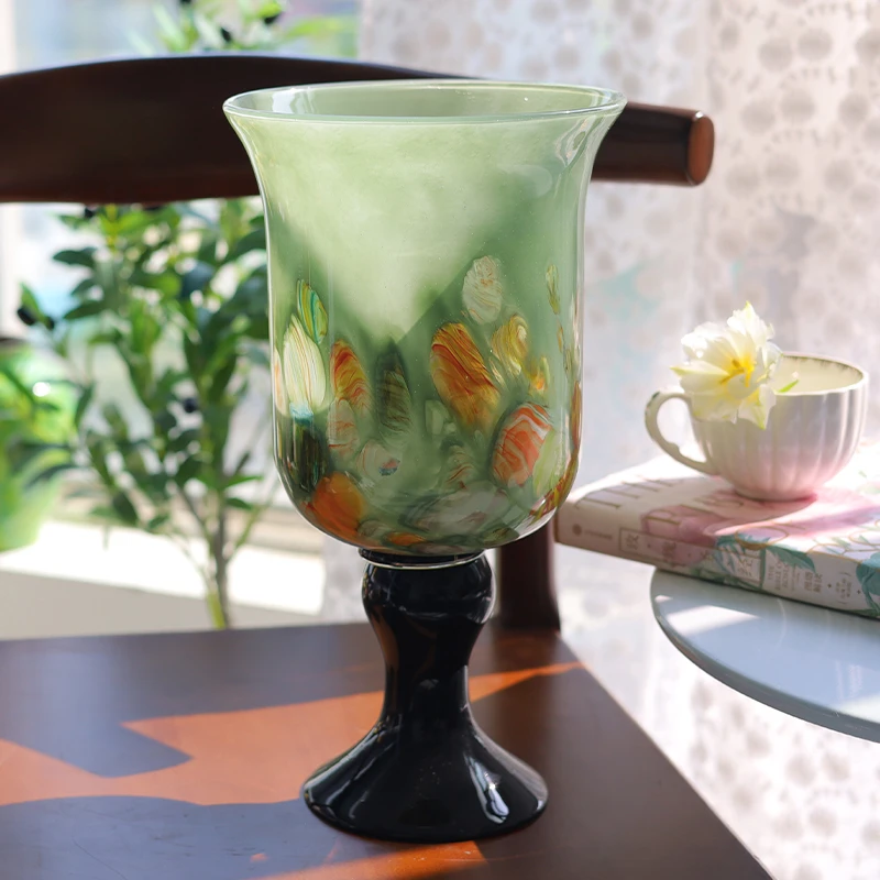 中古芬顿琉璃花瓶碧韵琉影系列水养花器家居装饰摆件