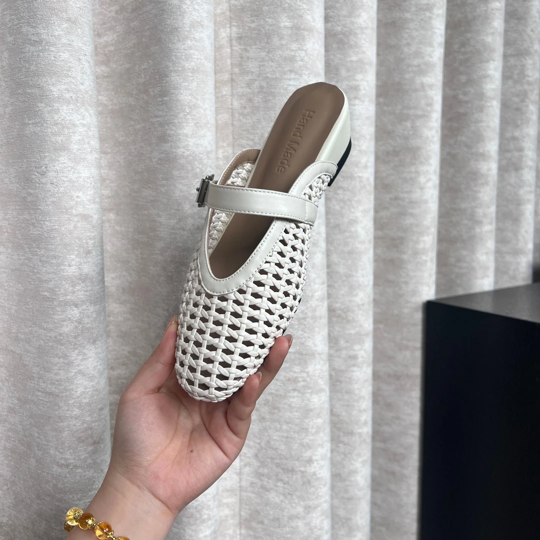 【跟高3.5cm】2025经典穆勒拖百搭精致镂空套脚包头圆方头低跟半拖