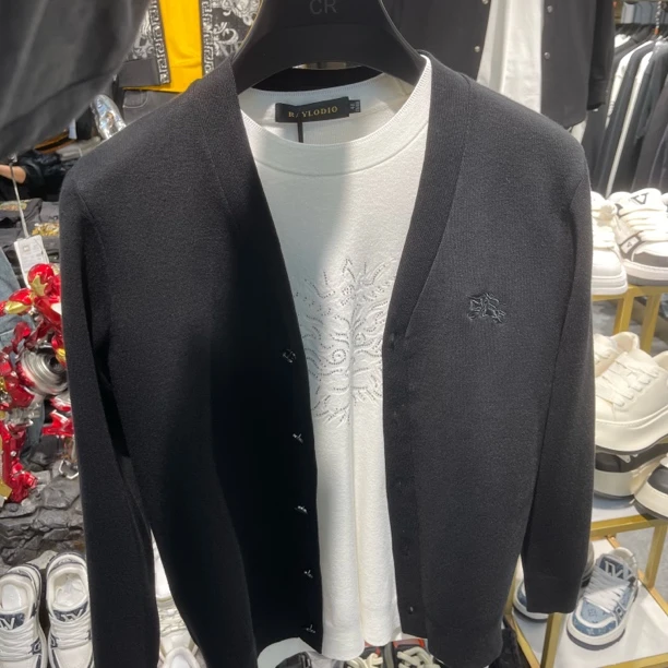 98168CR欧货男式针织混纺开衫秋冬款