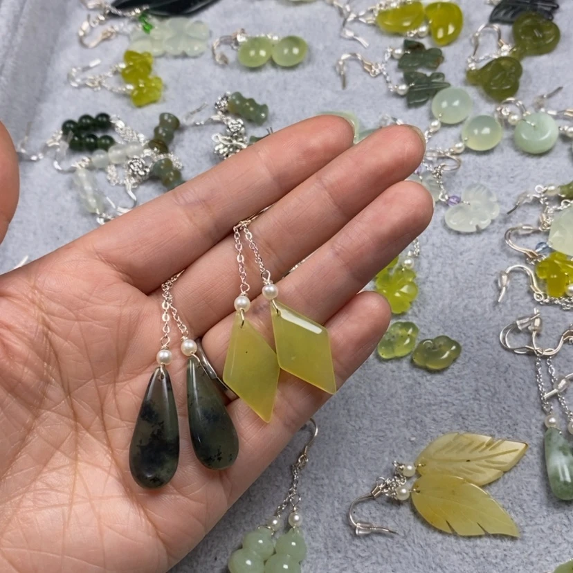 【闪购商品】蛇纹石玉挂件耳饰耳环项链未镶嵌和*