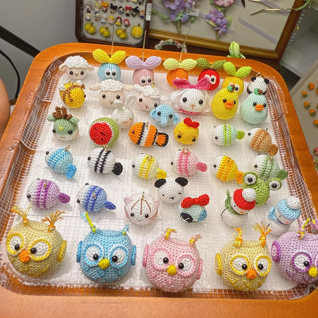 纯手工钩织微钩成品80号蕾丝线手工小动物头合集