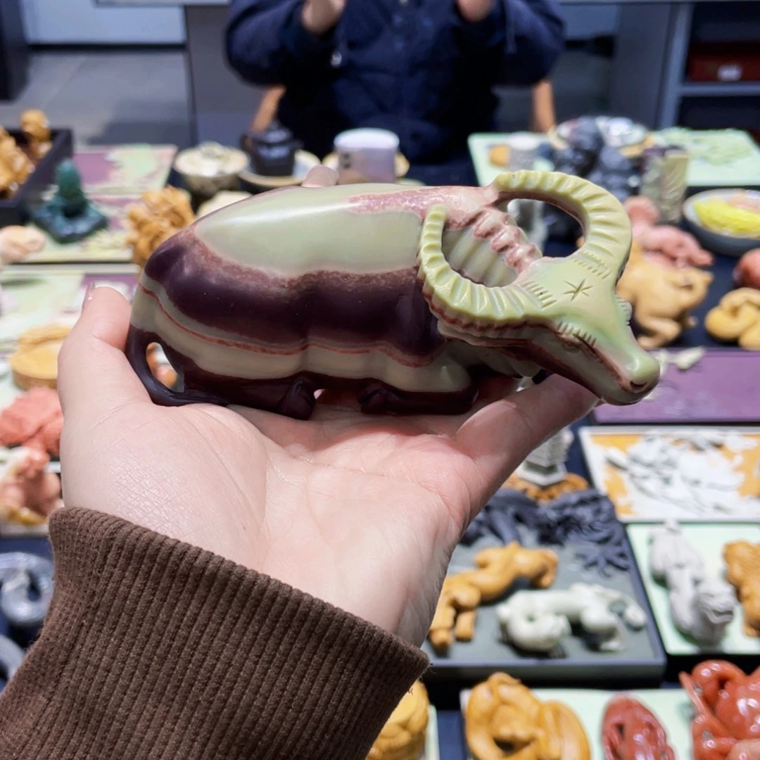 牛茶宠摆件紫袍玉带石