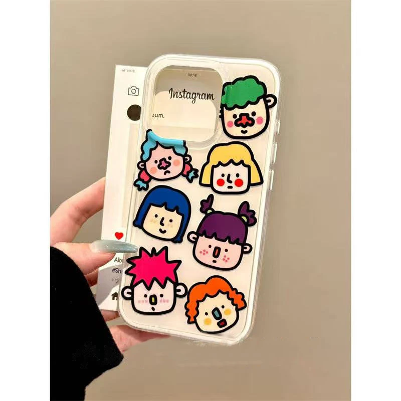 搞怪卡通头像适用苹果16Pro手机壳软华为/vivo/小米/oppo一加全包