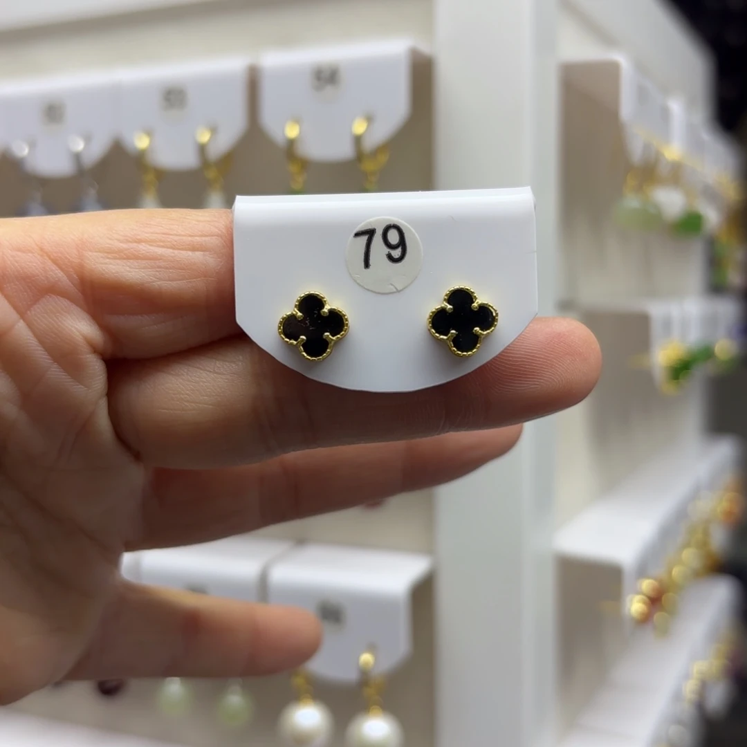 和田玉银S925镶嵌耳饰