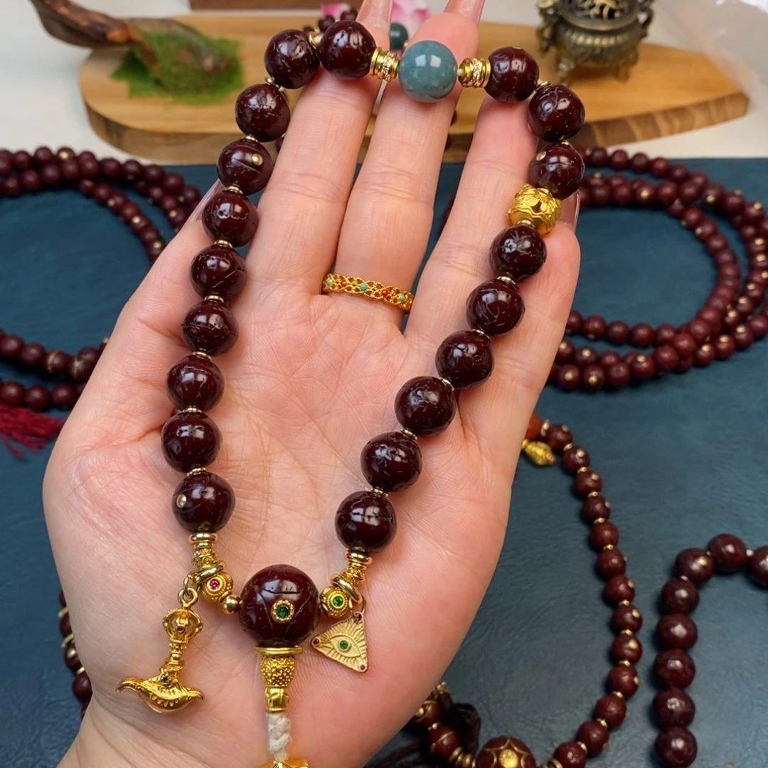 手串凤眼菩提手持金钉绿满配12