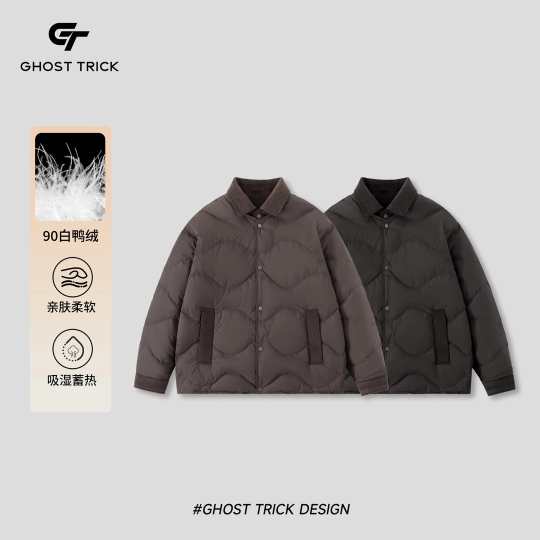 冬季90白鸭绒假两件绵羊毛衬衫羽绒服JKB5807