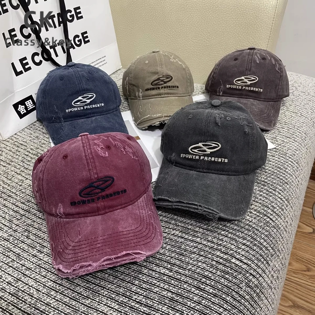 Classy key新加坡设计师联名款字母刺绣做旧软顶棒球帽遮阳鸭舌帽