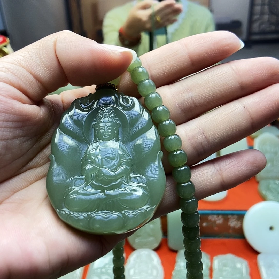 颈饰未镶嵌和田玉如意观音01