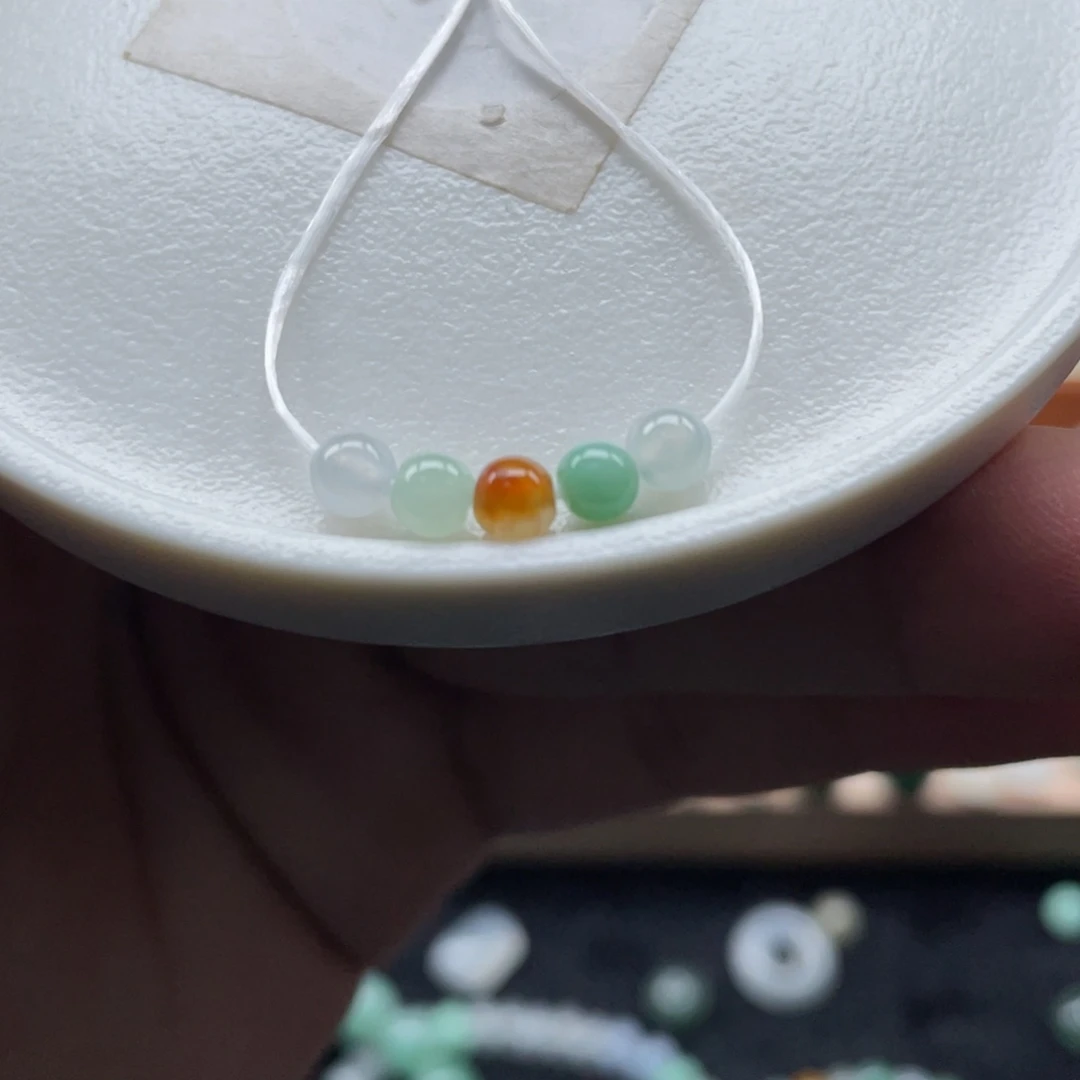 翡翠散珠天然翡翠 多宝小米珠4mm