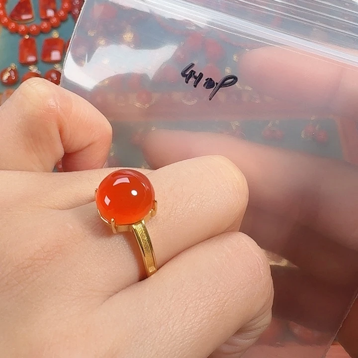 南红玛瑙银S925镶嵌戒指