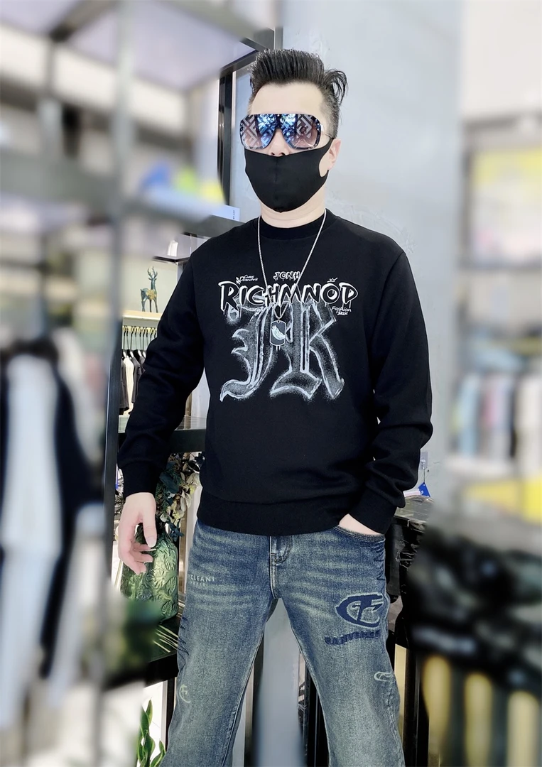 [陈先生]秋季长袖休闲卫衣秋冬圆领潮流印花修身百搭时尚套头男士