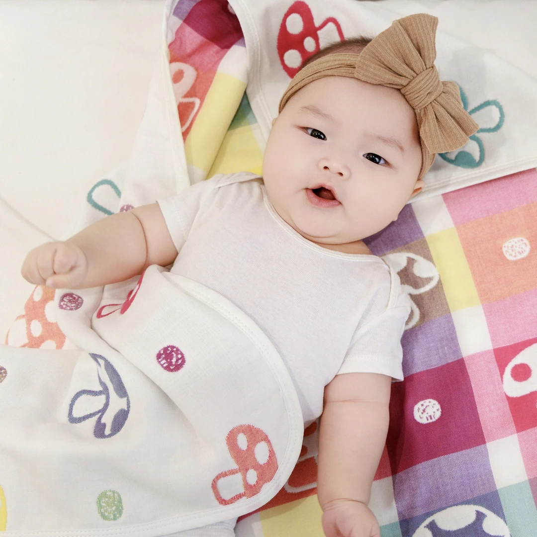 雅赞 多功能纱布被纯棉盖毯 新生儿童通用幼儿柔软睡毯可爱机洗