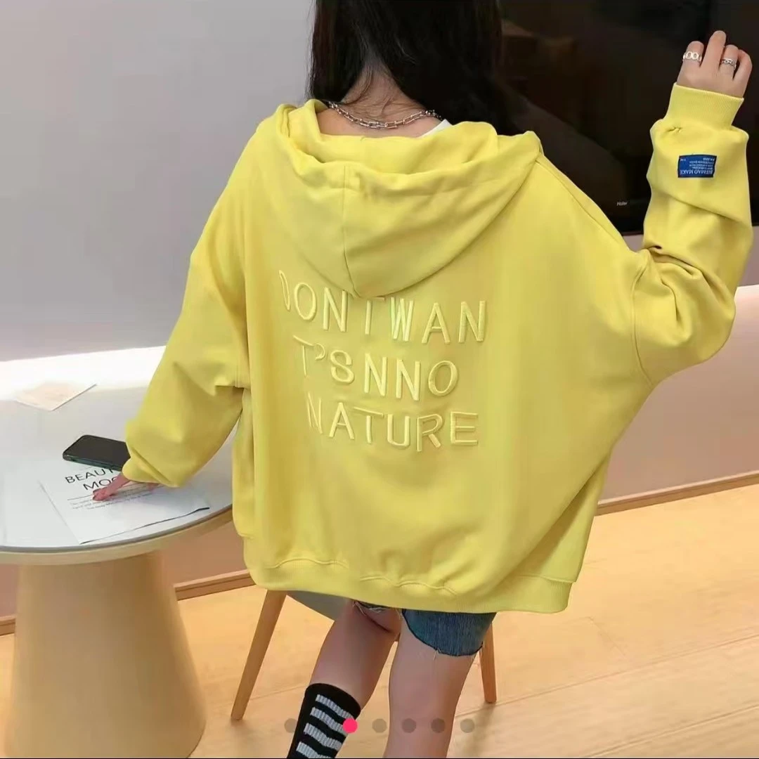 四排刺绣运动外套春秋连帽宽松时尚