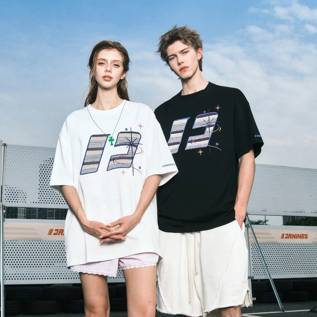 【胡亦琛同款】贴布刺绣重磅纯棉短袖T恤男女情侣潮牌夏季半袖体恤