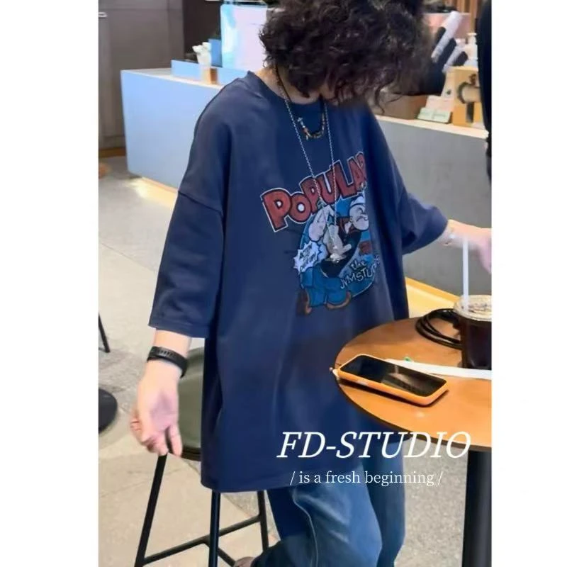 【梵町定制】FD55500夏季新款卡通大力水手廓版短袖T恤宽松休闲