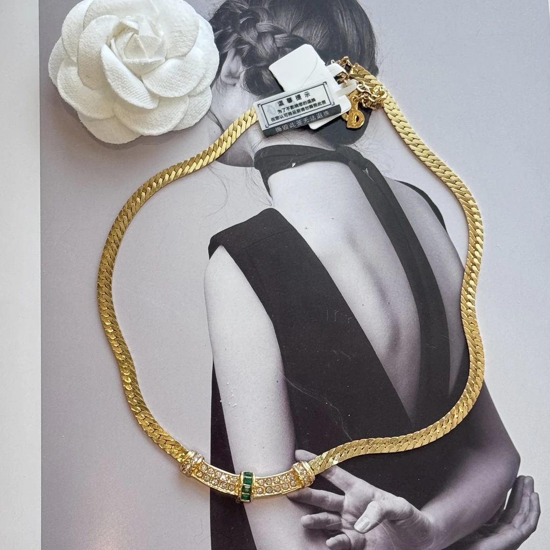 95新 DIOR/迪奥 迪奥绿色镶石蛇骨链