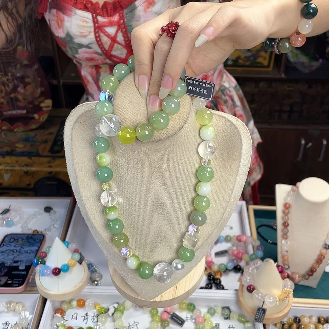 水晶手链银S925镀金镶嵌