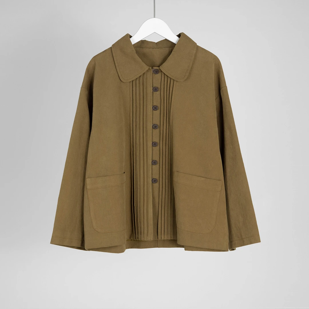 （几里与麻）气质纯色复古百搭上衣外套 衣长63 胸围110 094108