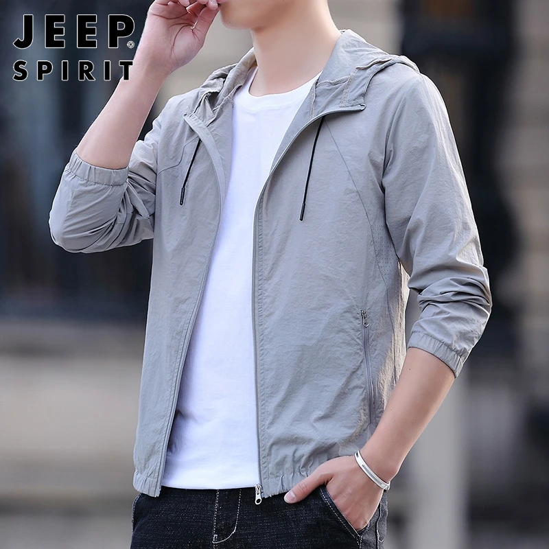 JEEPSPIRIT冰丝防晒衣男士2025夏季新款户外运动衣服潮牌超薄防晒