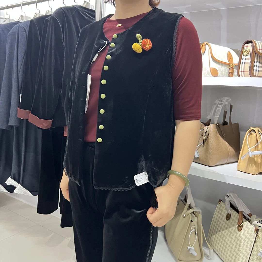 秋季工字型款中国风V领短款马夹马甲夏季时尚服装