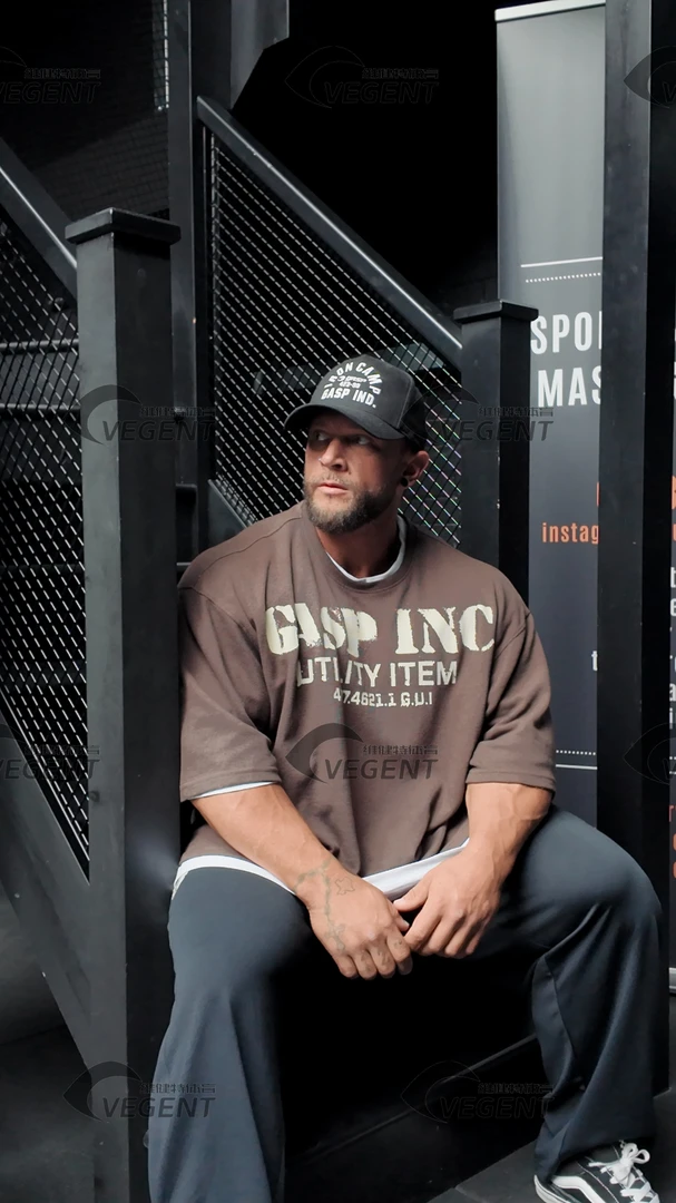 GASP华夫格双12美式宽大铁人版型运动健身训练服220912