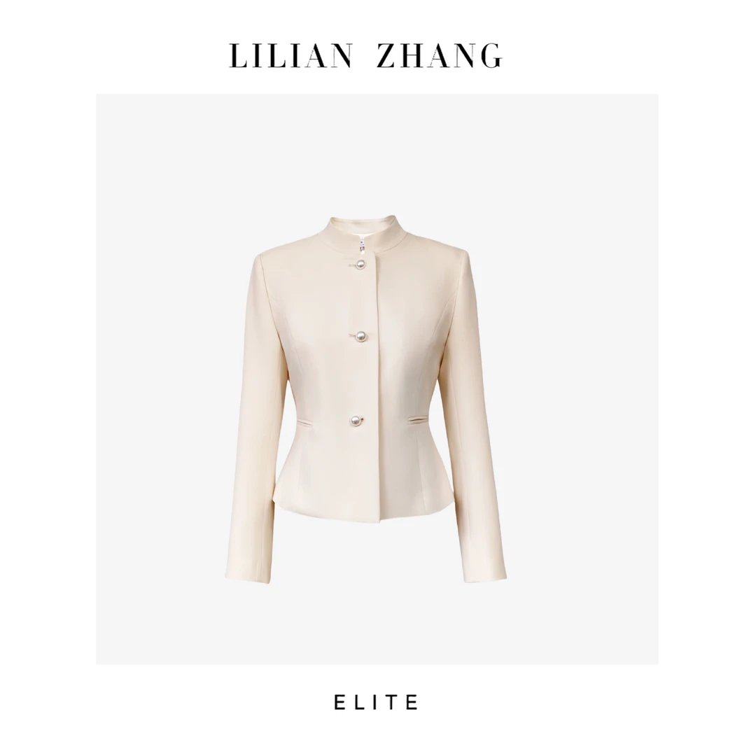 E“定制”——静奢风——风尚之选———婉约风立领珍珠扣上衣外套 2405037