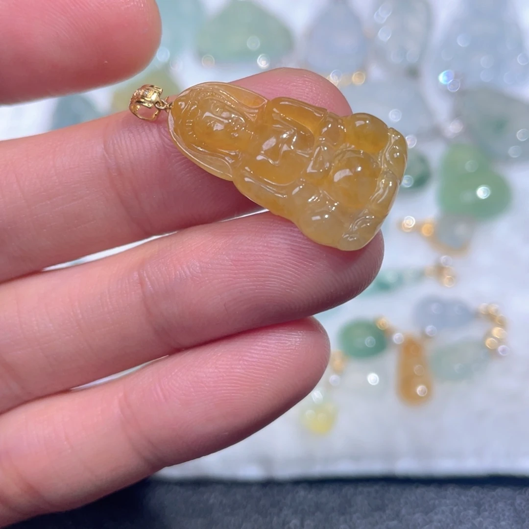 颈饰18K金镶嵌翡翠翡翠