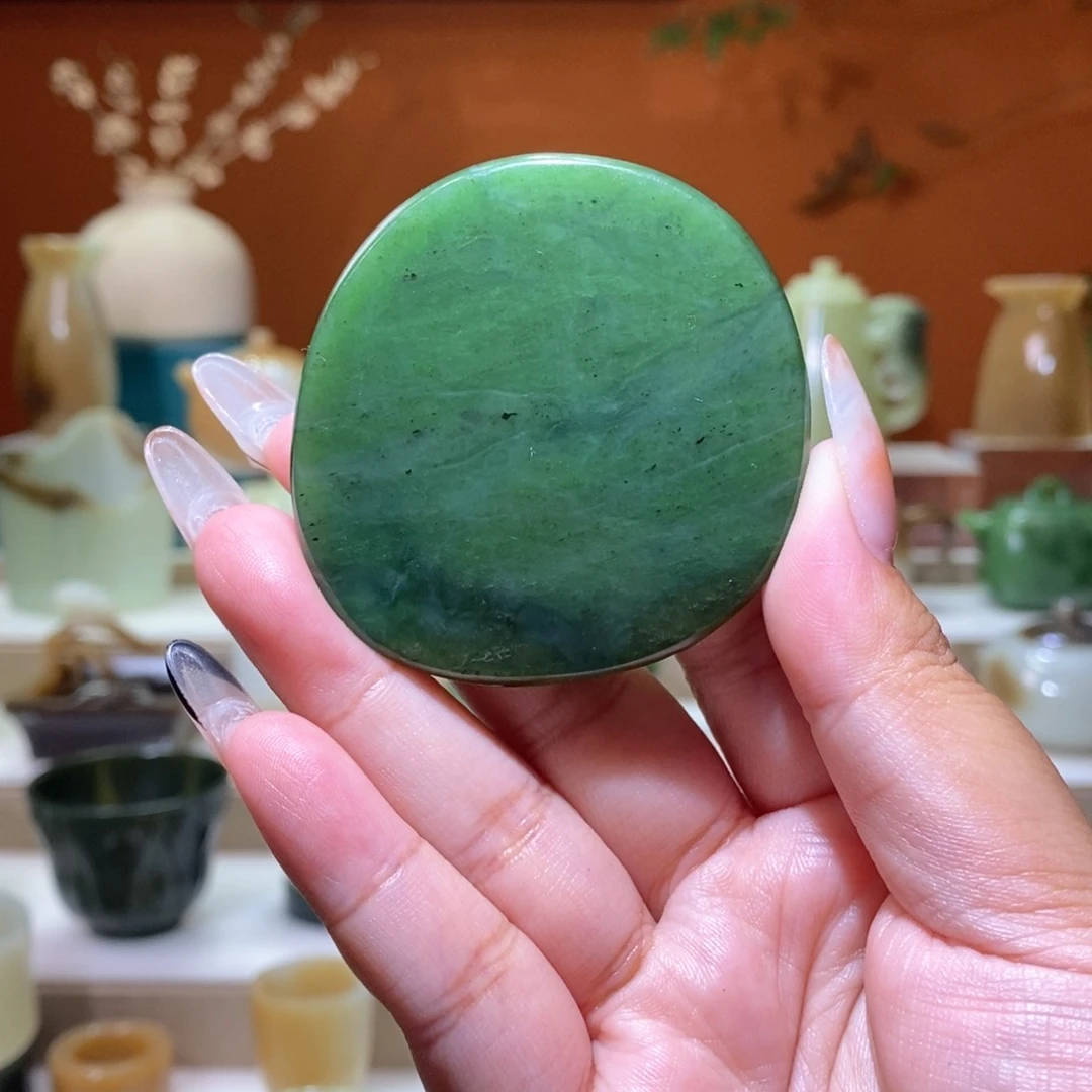 未镶嵌和田玉挂件碧玉杯垫