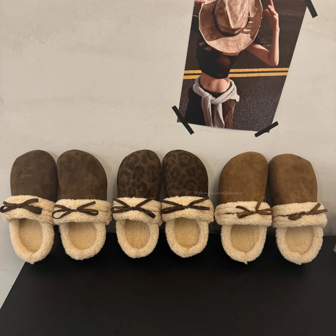 复古厚底棕色棉鞋法式晚晚风慵懒加绒勃肯鞋女外穿保暖加绒毛毛鞋