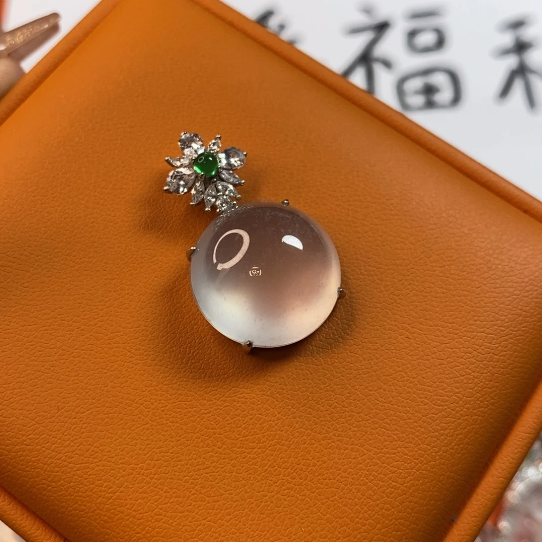 石英质玉蛋面银S925镶嵌
