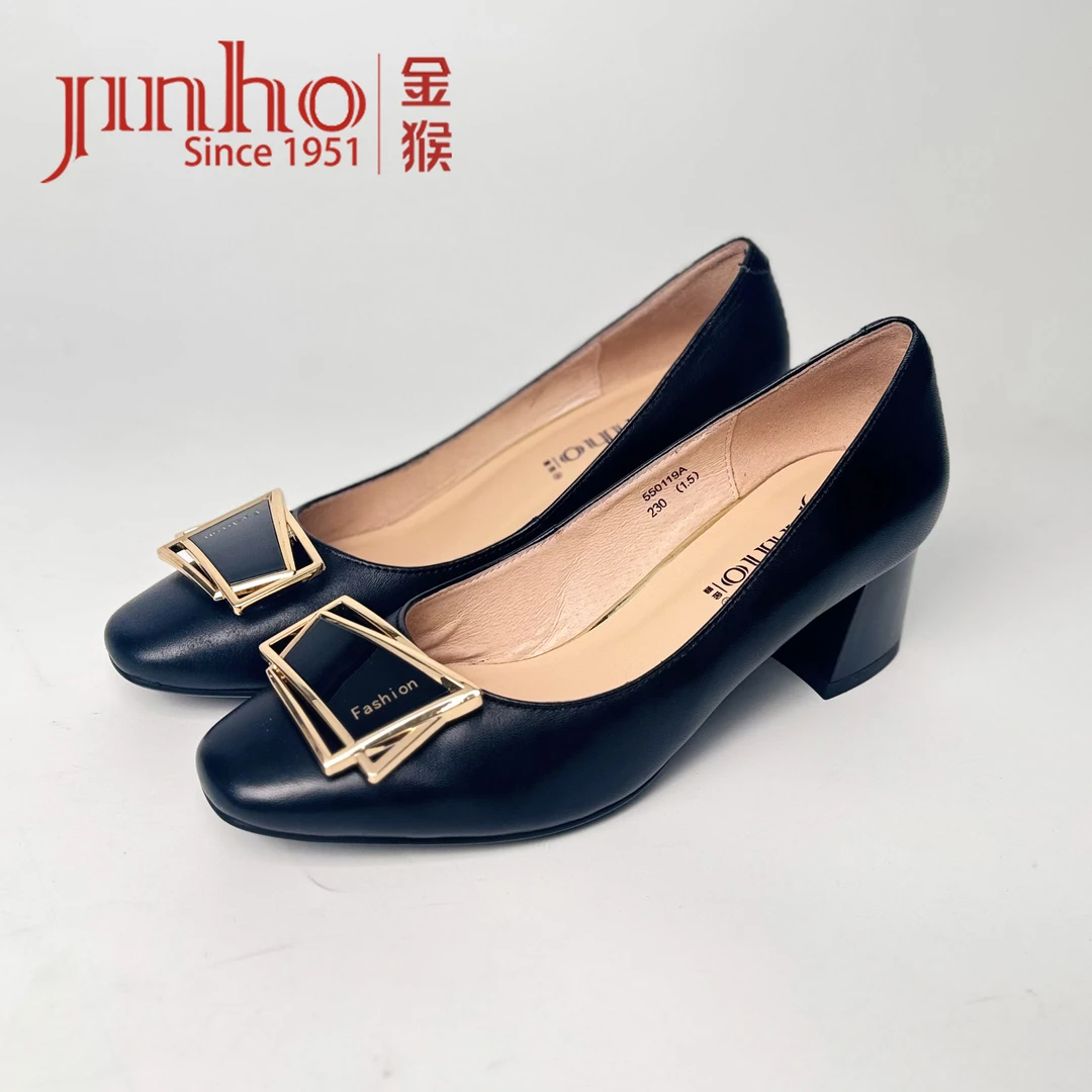 Jinho/金猴【微瑕，介意勿拍】方头中跟浅口软底女士单鞋550119A