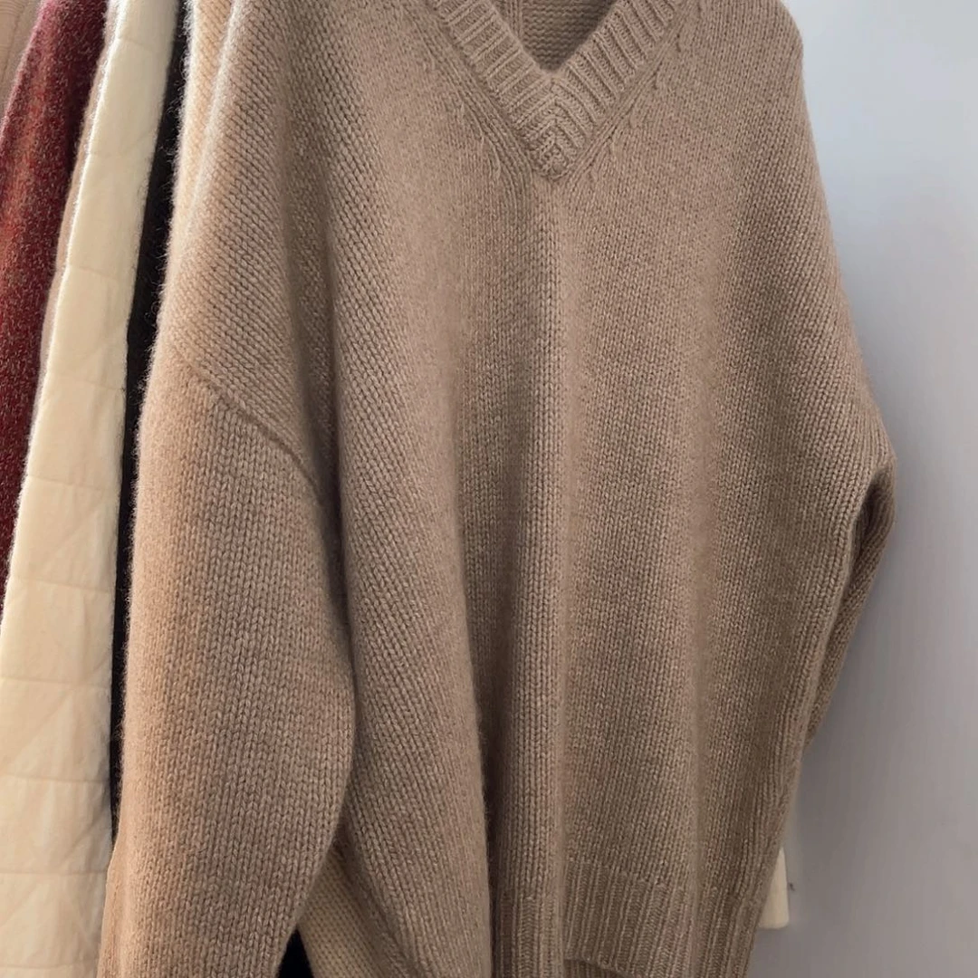 V领 平面 加厚 羊绒衫