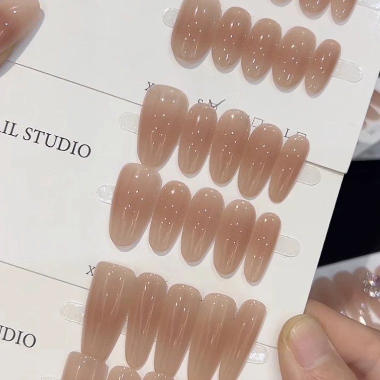 【嬛嬛素甲】纯手工穿戴甲美甲款轻奢秋冬简约纯欲显白简单高级美甲