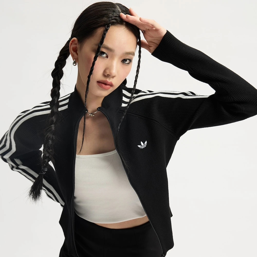 ADIDAS三叶草ADICOLOR SLIM KNIT运动修身针织夹克外套JY2597