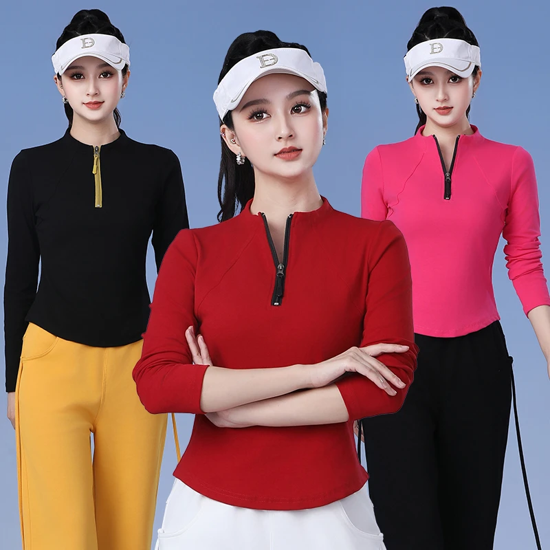 杨丽萍舞蹈长袖立领广场舞t恤女时尚团体运动健身操跳舞衣服秋冬