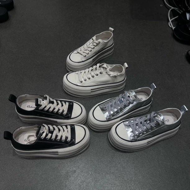 UU元子真皮帆布鞋厚地增高板鞋休闲女鞋档口清