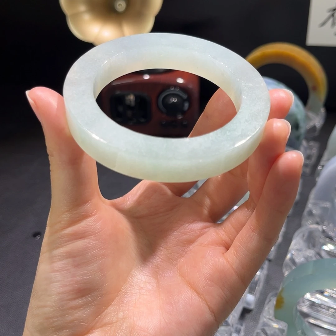 定制翡翠未镶嵌手镯晴水芙蓉底天然缅甸a货翡翠54-59圈口