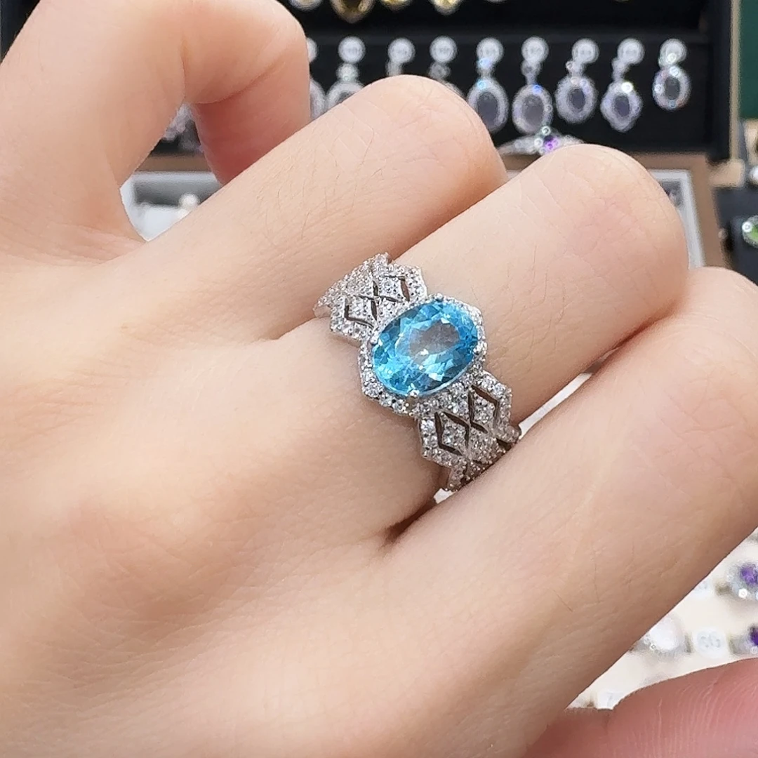 托帕石银S925镶嵌戒指