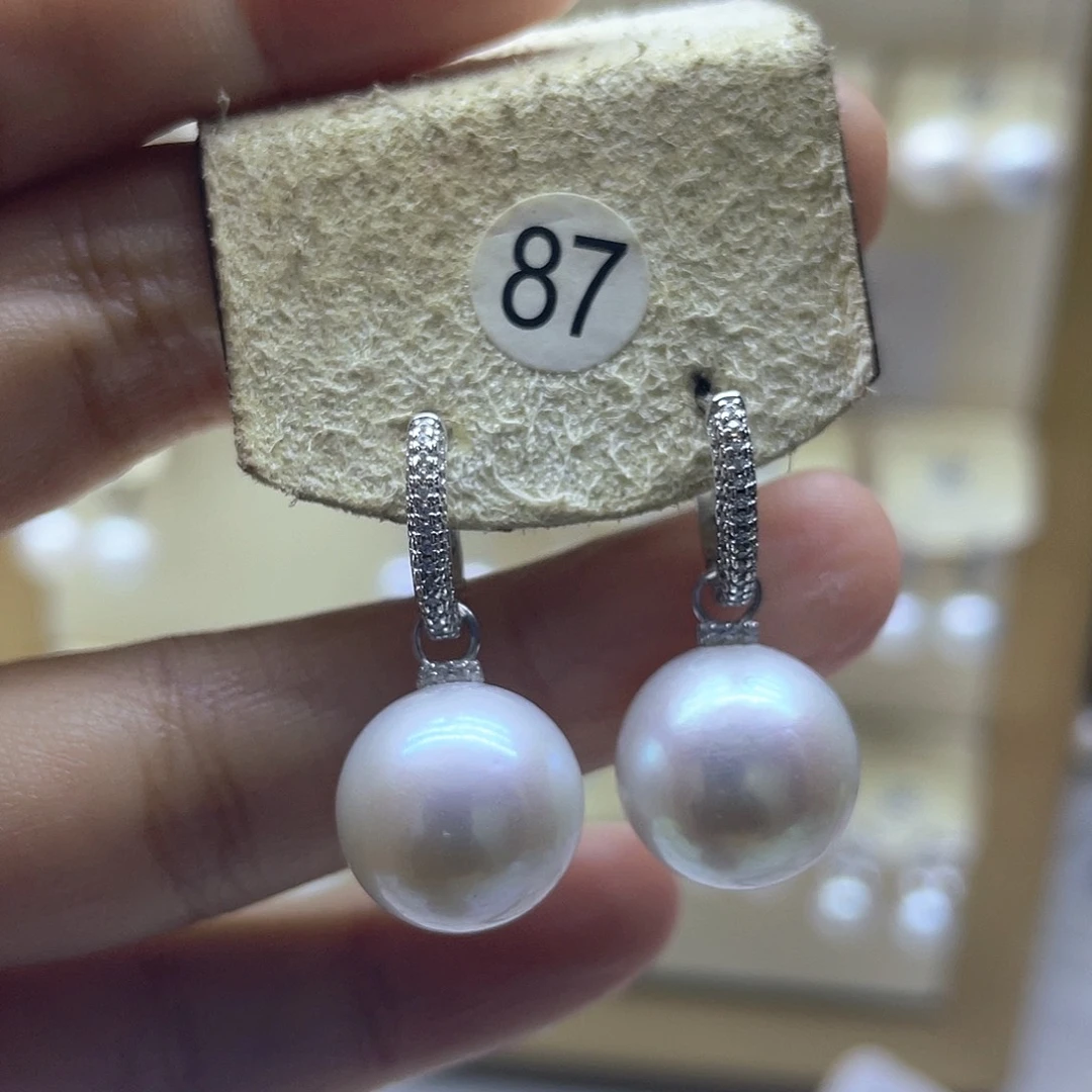 银S925镶嵌淡水珍珠耳饰