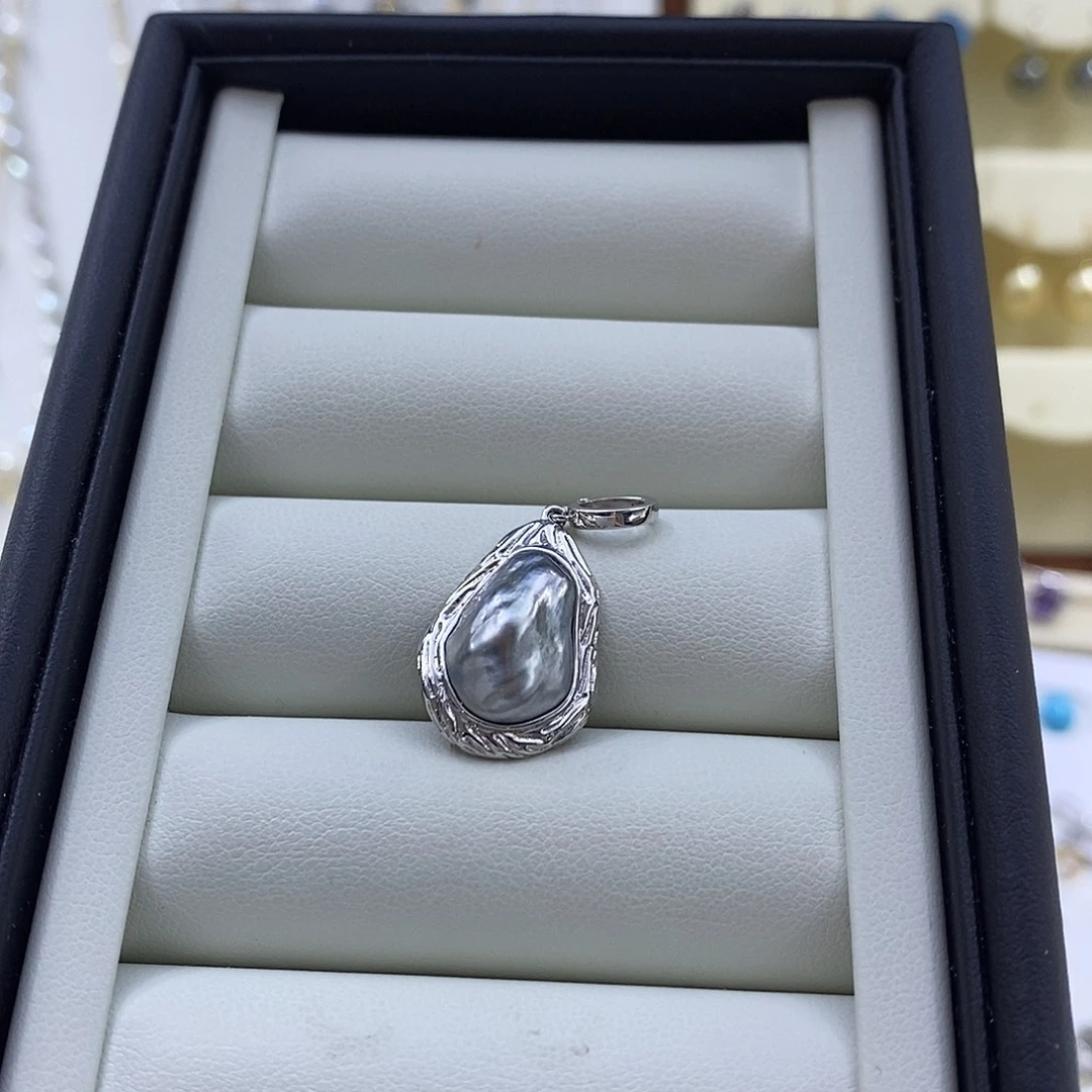 嘘***吧海水珍珠银S925镶嵌颈饰