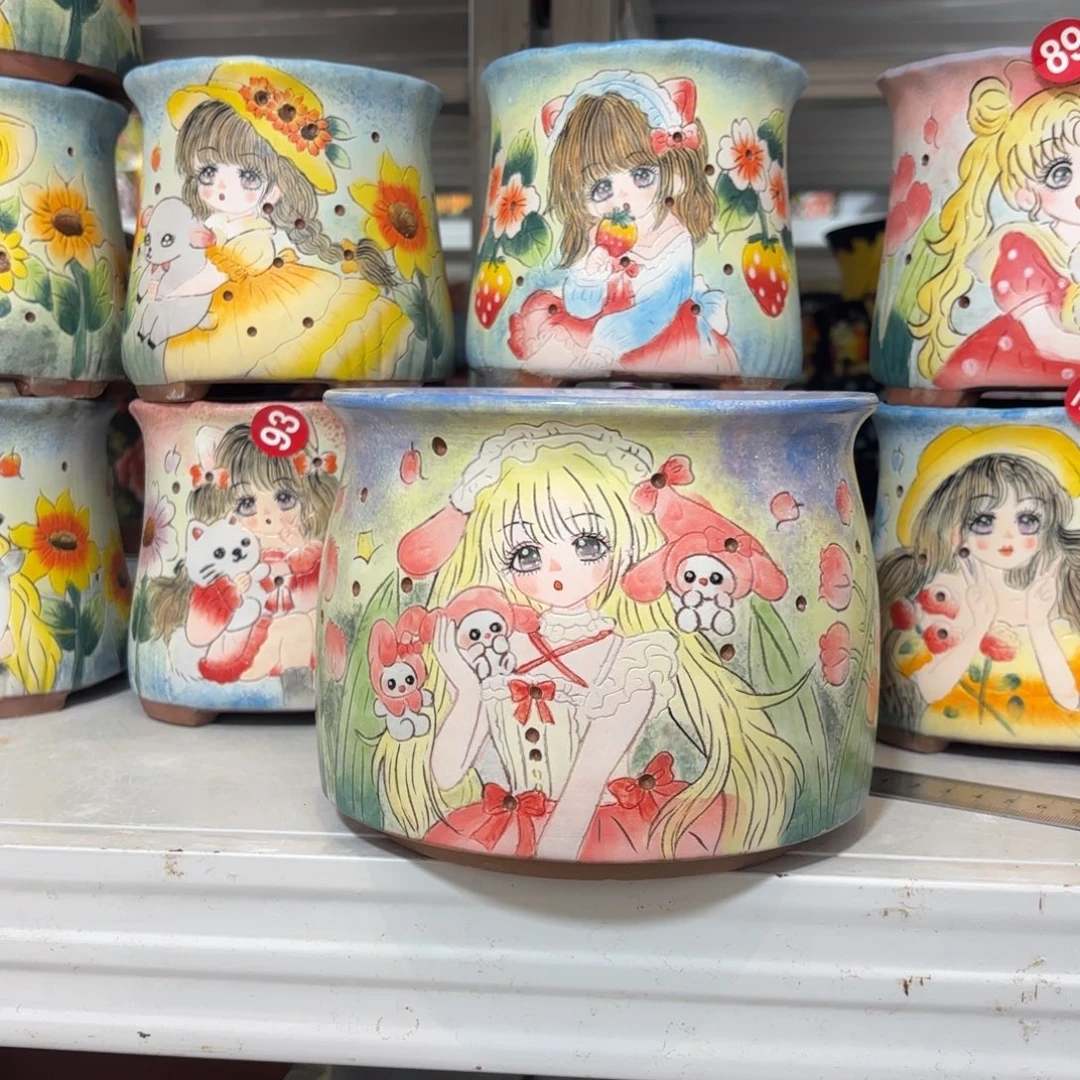 景德镇手绘花盆陶瓷15/12