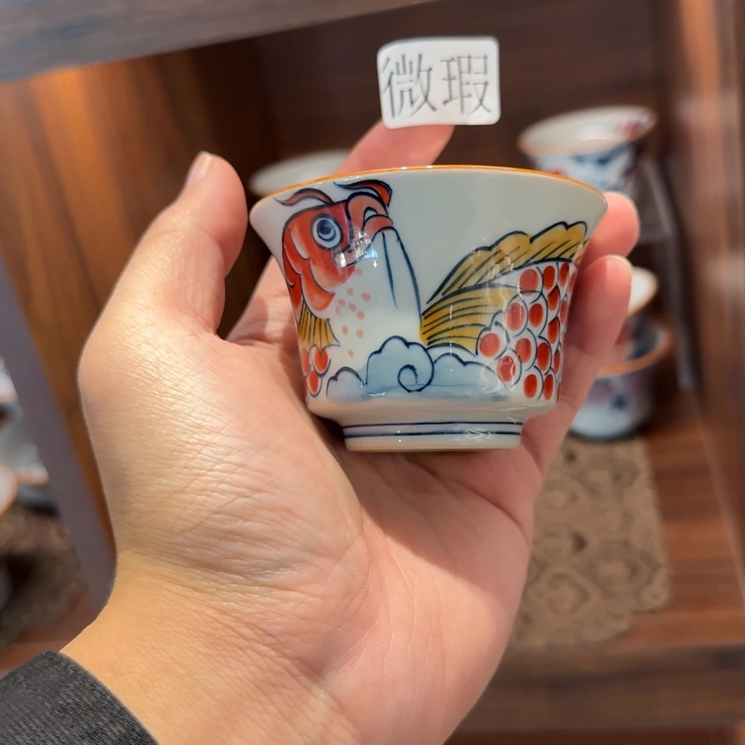 釉下手绘茶具微瑕