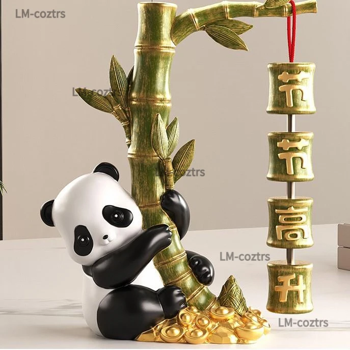 熊猫节节高升玄关摆件毕业季礼物办公桌家居客厅电视柜乔迁装饰品