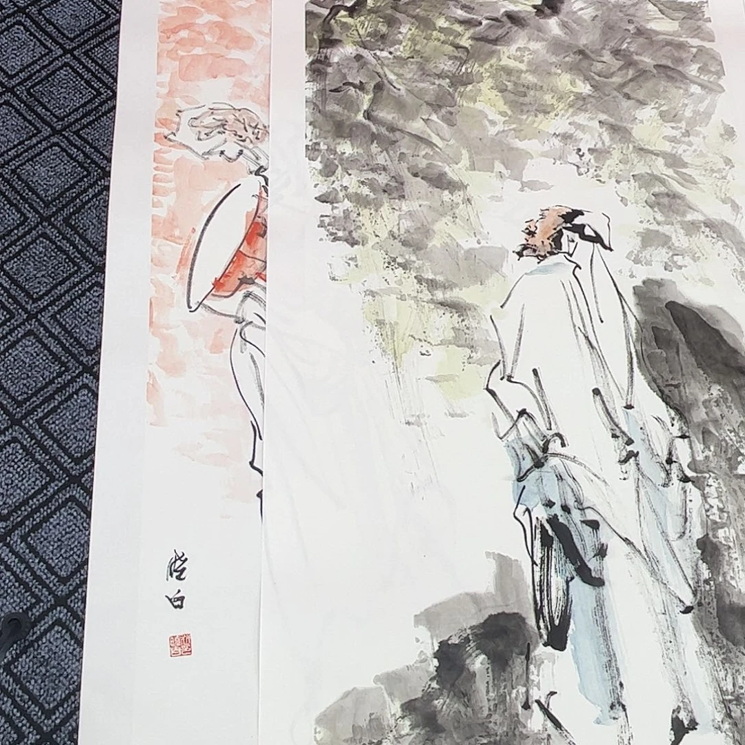 杨***胜国画衣小白老师四尺人物作品旭2