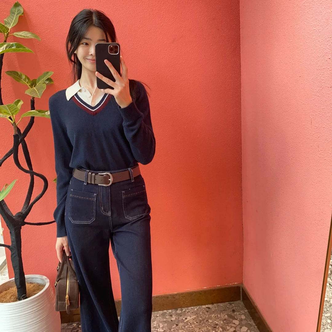 （默茗服装）美式高校假两件针织