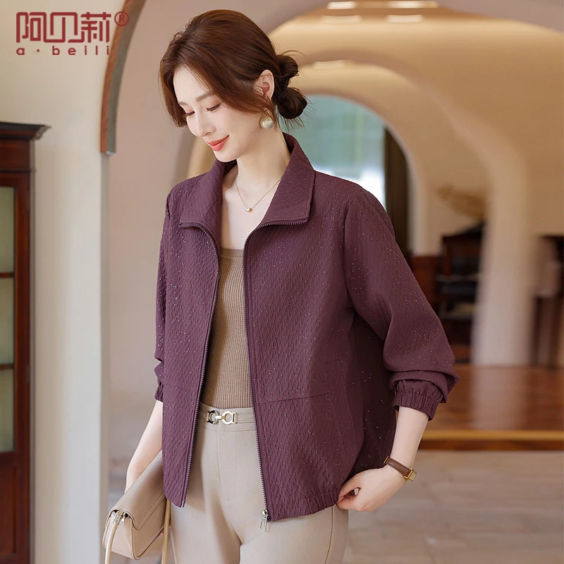 洋气妈妈秋装休闲翻领外套中老年女百搭上衣春秋气质减龄宽松夹克