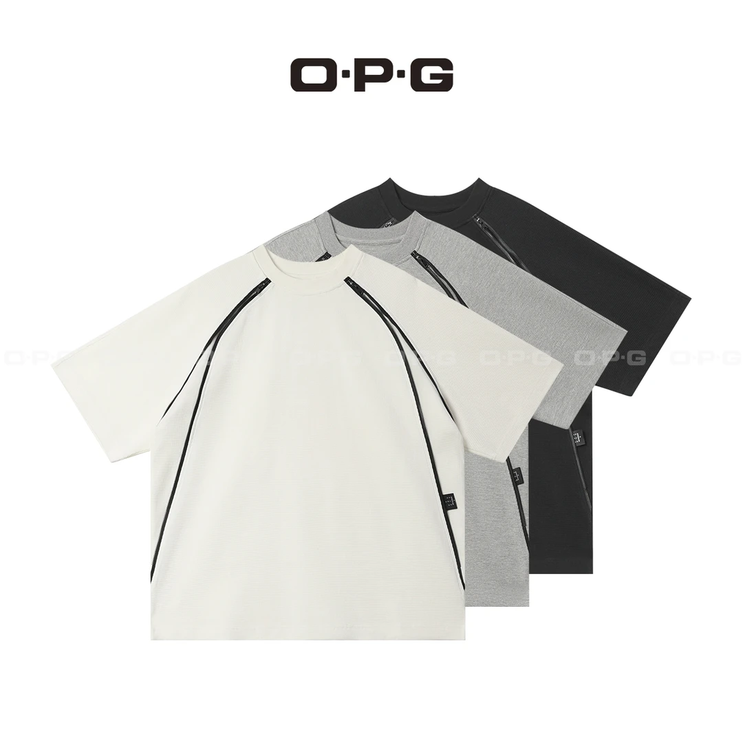 O.P.G【设计师小格调T恤】夏季宽松百搭短袖5070