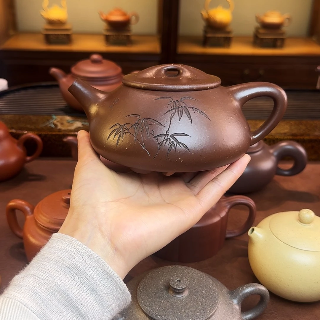 紫砂茶壶星***?石瓢壶，紫泥